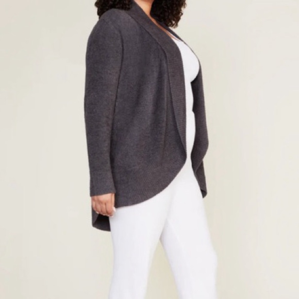 Barefoot Dreams CozyChic Lite Circle Cardigan Gray M Soft Drape